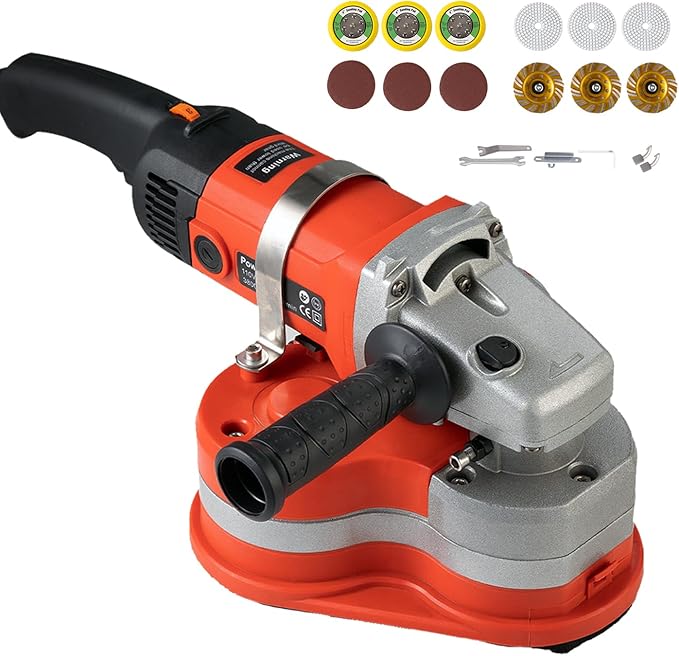 Electric Diamond Floor Grinder Polisher Machine 3800W, 6-Speed Adjustable, with 3 Diamond Wheels for Dustless Grinding, Polishing Cement, Marble, Epoxy, Concrete, Stone, Thinset, Metal Descaling