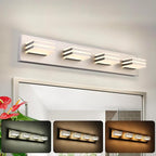 4-Light LED Brushed Nickel Vanity Lights for Bathroom Light Fixtures Adjust 3 Colors Modern Bath Lighing Over Mirror LED Vanity Light 27inch