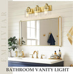 Emliviar 3-Light Vanity Lights for Bathroom, Brushed Gold Bathroom Light with Clear Glass Shade, YCE237B-3W BG