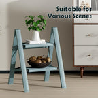 Taranta 2 Step Ladder,Aluminum Lightweight Folding 2 Step Stool with Anti-Slip Wide Pedal,330lbs Capacity Step Ladder for Household,Kitchen,Office - Serene Blue