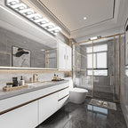 Ralbay 46" Modern LED Chrome Vanity Lights 7 Lights Acrylic Stainless Steel LED Vanity Light Fixtures Chrome Bathroom Lighting Over Mirror