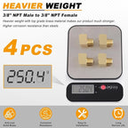 KOOTANS 4pcs 3/8 NPT 90 Degree Barstock Street Elbow Brass Fittings, 3/8" NPT Male to 3/8" NPT Female Thread Elbow Forged Brass Pipe Fitting