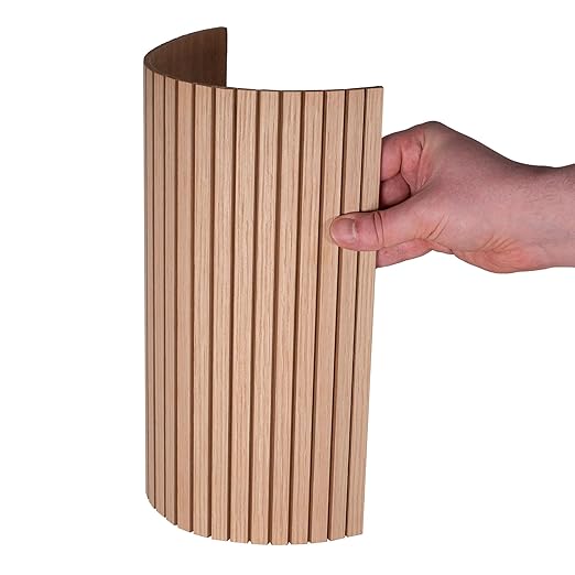 4ft x 4ft Unfinished White Oak Veneer Flexible Tambour Wall Panel with 1/2" 30-Degree Groove Slats, Flexible & Customizable