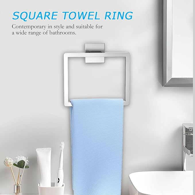 5 Pieces Towel Bar Set Brushed Nickel Bathroom Hardware Accessories Set SUS304 Stainless Steel Towel Holder Set for Bathroom 23.6 Inch Towel Bar,Towel Rack Wall Mounted