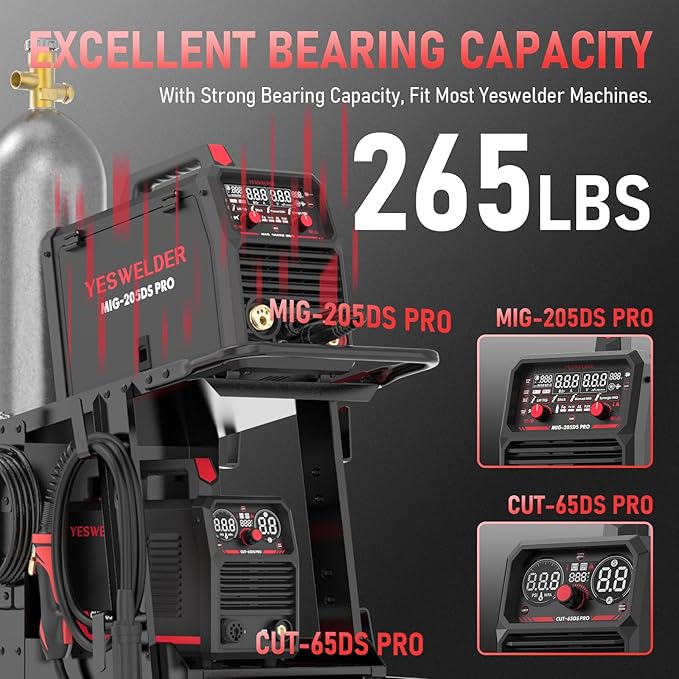 YESWELDER Welding Cart with Large Capacity Lockable Cabinet, for MIG/TIG/Stick Welders and Plasma Cutters, Heavy Duty 360° Swivel Wheels Welding Trolley