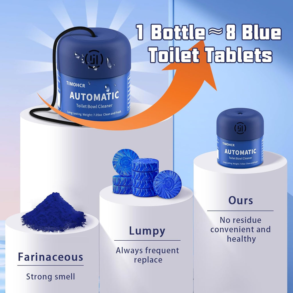 Toilet Bowl Cleaner, Automatic Long Lasting Continuous Toilet Bowl Cleaners Unscented,Bathroom Cleaner Prevent Stain Build Up Powerful Clean,3 Bottles Septic Safe Toilet Bowl Tablets in Bottle