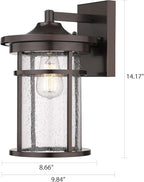 Casia Wall Sconce, Outdoor Lighting Fixture, 14.17'' H x 8.66'' W, Oil Rubbed Bronze, Lobby, Entryway, Patio, Porch, Balcony, UL Listed