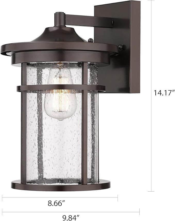 Casia Wall Sconce, Outdoor Lighting Fixture, 14.17'' H x 8.66'' W, Oil Rubbed Bronze, Lobby, Entryway, Patio, Porch, Balcony, UL Listed