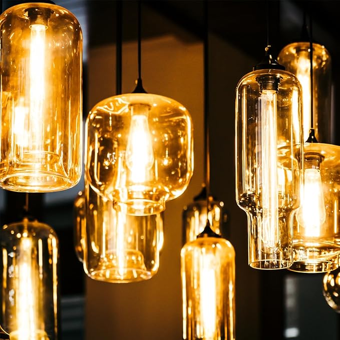 6 Pack T10 Tubular Light Bulbs, 25W Bulb, Clear Incandescent, E26 Medium Base, Warm White, Dimmable Vintage Tubular Style Showcase Bulb