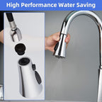 iFealClear Universal Kitchen Faucet Head Replacement, 3 Modes Pull Down Faucet Spray Head Replacement Compatible with Moen Delta Kitchen Sink Faucet, 15 Adapters Available, Chrome