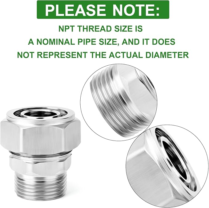 TAISHER 2PCS Brass-Nickel Plated Straight Fitting，3/4" Tubing × 1/2" NPT Male Tube Fitting For Air Piping System