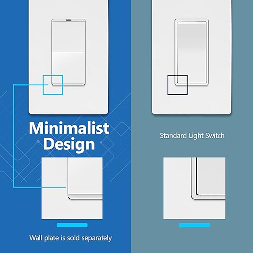 LIDER Minimalist Design Matte Finish Lighted 4-Way Decorator Light Switch, Four Way Frameless Rocker Switch, Residential/Commercial Grade, 15A 120V/277V, UL Listed, LS15-4W-W, White