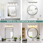 IZORRO Bathroom Vanity Light Fixture, 4-Light 27.5 Inch Brushed Nickel Bathroom Light Fixtures Over Mirror, with White Glass Shade, Modern Farmhouse Vanity Lights, Rustic Restroom Lighting Fixtures