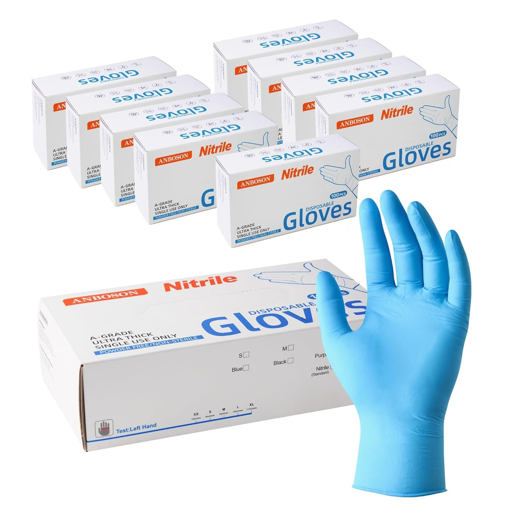 Nitrile Exam Gloves 6mil – Latex-Free, Powder-Free, Textured for Cleaning and Food Handling (Blue of 1000, X-Large)