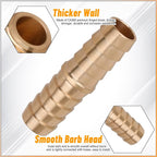 KOOTANS 32PCS Brass Hose Barb Fittings Barb Splicer Mender Hose Fittings Kit 3/16" 1/4" 5/16" 3/8" 1/2" Barbed Air Hose Fittings with 46pcs Pipe Clamps for Water Fuel Air Line Connector Fitting