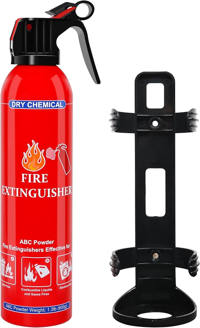 1 Pack ABC Dry Chemical Fire Extinguisher, Portable Dry Powder Fast-Acting Fire Extinguishers with Mount, Suitable for Home, Car, Boat, Truck, Electrical, Grease Fires