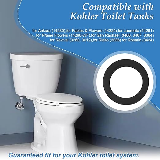 Toilet Flush Valve Gasket Compatible with Kohler Toilet Cistern Parts, Replaces Part Numbers 84995, 1000490 and GP83996, Outside Diameter 3.4 in.