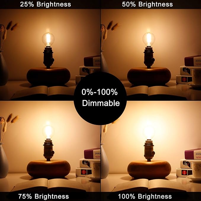 LiteHistory Dimmable G16.5 LED Light Bulb 6W Equal 60W 600lm AC120V Candelabra Bulb 60W for Chandeliers, Ceiling Fan, Vanity Warm White 2700K Globe Light Bulb 6Pack