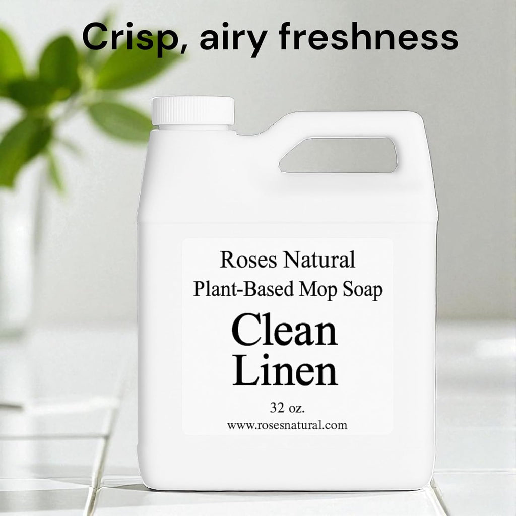 Plant-Based Floor Cleaner Mop Soap – 32 oz | Streak-Free, Highly Scented, Concentrated Mop Solution for Tile, Vinyl, Hardwood & Sealed Floors | Non-Toxic, Eco-Friendly (Clean Linen)