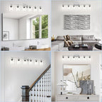 Modern Brushed Nickel 6 Light 38 inch Vanity Lights for Bathroom with Clear Glass, Vanity Light for Mirror Kitchen Living Room Hallway Cabinet Porch