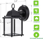 LIT-PaTH Dusk to Dawn Outdoor Wall Lantern, LED Wall Sconce, 3000K Warm White, 9.5W, 800 Lumen, Aluminum Housing Plus Glass, Outdoor Rated, 2-Pack, Black