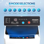 ROVSUN 17.8LBS Portable Washing Machine, Full-Automatic Electric Laundry Machine with Stainless Steel Drum, Compact Washer and Spin Dryer Combo with Drain Pump for Apartment, Dorm, Home, Light Grey