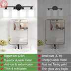 4-Light Bathroom Light Fixtures, Black Modern Vanity Lights with Milky White Frosted Glass Shades, Bathroom Wall Lamp for Mirror Kitchen Living Room