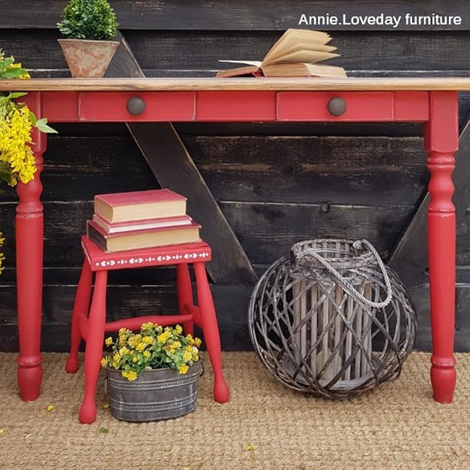 Dixie Belle Paint Company Chalk Finish Furniture Paint - Honky Tonk Red (1 Gallon - 128oz) - Matte True Red Chic Chalk Mineral DIY Furniture Paint