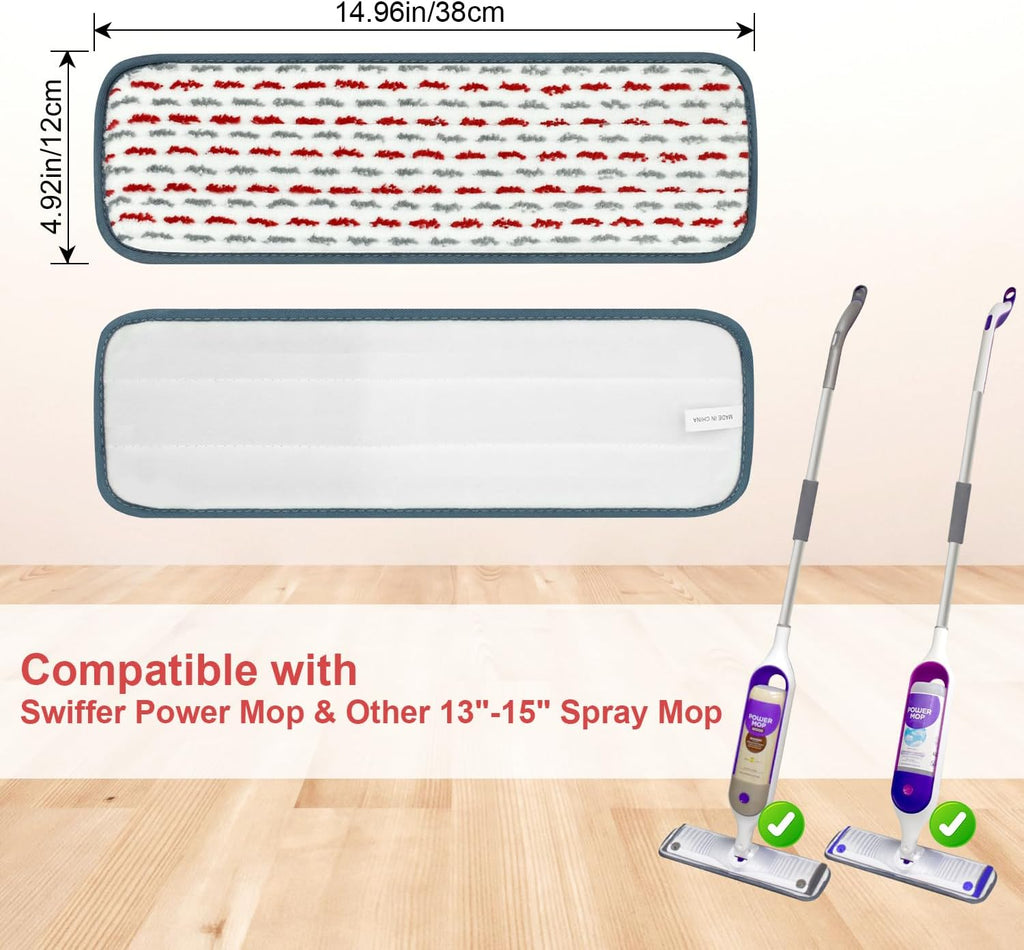 4 Pack Upgraded Reusable Mop Pads Compatible with Swiffer PowerMop, Mopping Pad Compatible with Swiffer Power Mop, Spray Refill for Multi-Surface Floor Cleaning, Reusable Thicker Microfiber Material