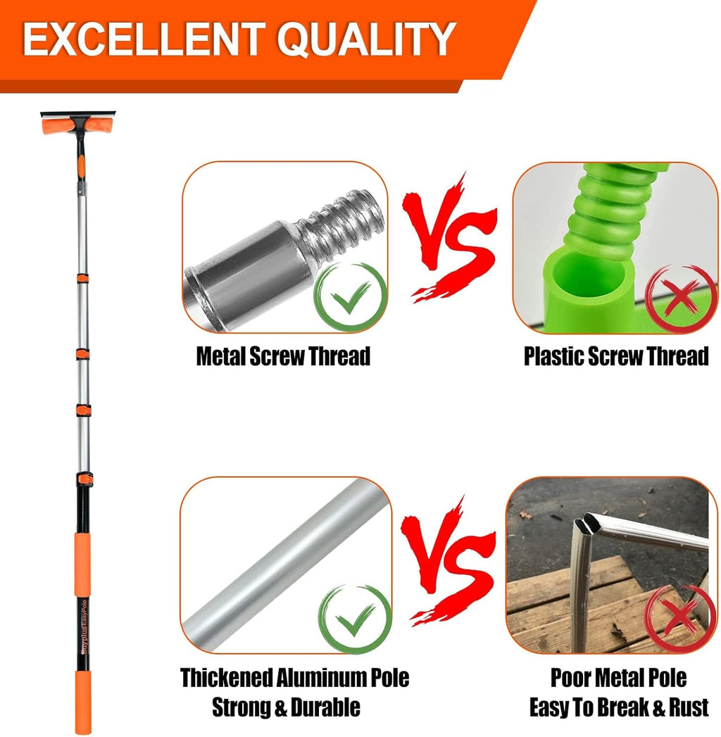 Buyplus 26Ft High Reach Squeegee for Window Cleaning Kit with 5 to 20 Foot Extension Pole, Extendable Window Cleaner Squeegee, Telescopic Window Washing Kit for Indoor/Outdoor High Window