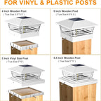 Solar Post Cap Lights Outdoor 8Pack [LED Bulb, 2 Brightness Setting] Fence Post Solar Lights Waterproof for 4x4 5x5 or 5.5x5.5 Wood Posts, Warm Bright Bulb Lighting for Garden Deck Yard White