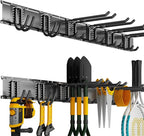 Garage Wall Organizer Wall Mount, 48inch Heavy Duty Garden Tool organizer Storage System, Easy Install With 6 Adjustable Hooks, For Garage, Basement, Shed, Workshop(Black)