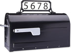 Architectural Mailboxes Roxbury Mailbox and Premium Steel Post Combo with Manhattan Address Plaque, Medium, Black