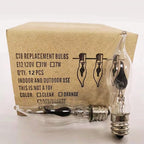 SUNSGNE Christmas Flicker Flame Light Bulbs, Crystal Clear Flame Tip Candelabra Bulbs, C18 Flickering Replacement Bulbs Dances with Orange Flame, 1 Watt, 120 Volt, E12 Candelabra Base, 12 Pack