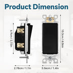 ThunderWay Matte Black Single Pole Decorator Wall Light Switch, Decorative Paddle Rocker Switch Replacement, 15A 120/277V, UL Listed for Residential Grade Applications, 20Pack