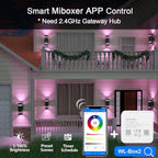 wowlite Outdoor Wall Lights for House, Remote Control Smart RGBCW Up and Down Lights Outdoor Sconce RGB Color Changing, Black Cylinder Aluminum Exterior Lighting Fixtures for Porch Garage, ETL Listed