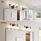 Vanity Lighting Fixtures Oil Rubbed Bronze 3-Light with White Frosted Glass Shade, Wall Sconces for Bathroom Cabinet Porch Kitchen T001ORB-L3