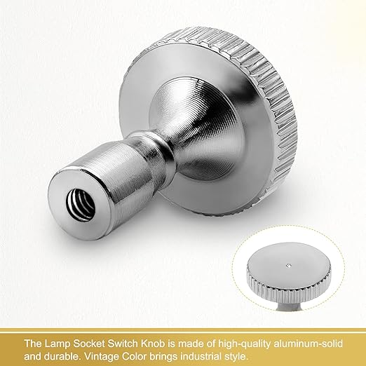 DiCUNO Lamp Turn On/Off Switch Knobs Replacement, Metal Lamp Switch Knob for Universal Light Socket, Standard Size, Chrome Color,4 Packs