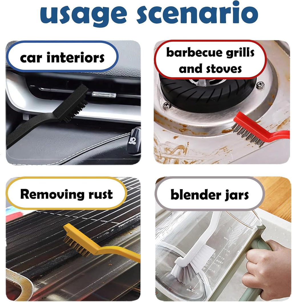 Crevice Cleaning Brush Set, Multi-Purpose Hard Bristle Brushes for Deep Cleaning Kitchen, Bathroom, Grout, Sink, Cup, Teapot, Bottle, Blender, Corners, Tight Spaces & More