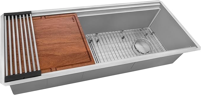 Ruvati 45-inch Workstation Two-Tiered Ledge Kitchen Sink Undermount 16 Gauge Stainless Steel - RVH6333ST