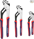 WORKPRO 3 Piece Groove Joint Plier Set, 12/10/8 Inch Adjustable Water Pump Pliers, Straight Jaw Pliers for Home Repair, Gripping, Nuts, Bolts, Pipe & Fittings