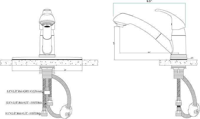Dura Faucet DF-NMK852-VB RV Pull-Out Swivel Single Handle Kitchen Sink Faucet - One-Hole (Venetian Bronze)