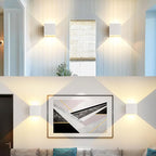 2 Pack LED Outdoor Wall Lights Exterior/Interior 3 Colors Adjustable 15W Wall Light Fixture IP65 Waterproof Porch Exterior Wall Sconce Modern Outdoor Lighting Square Aluminum White Up and Down Lights