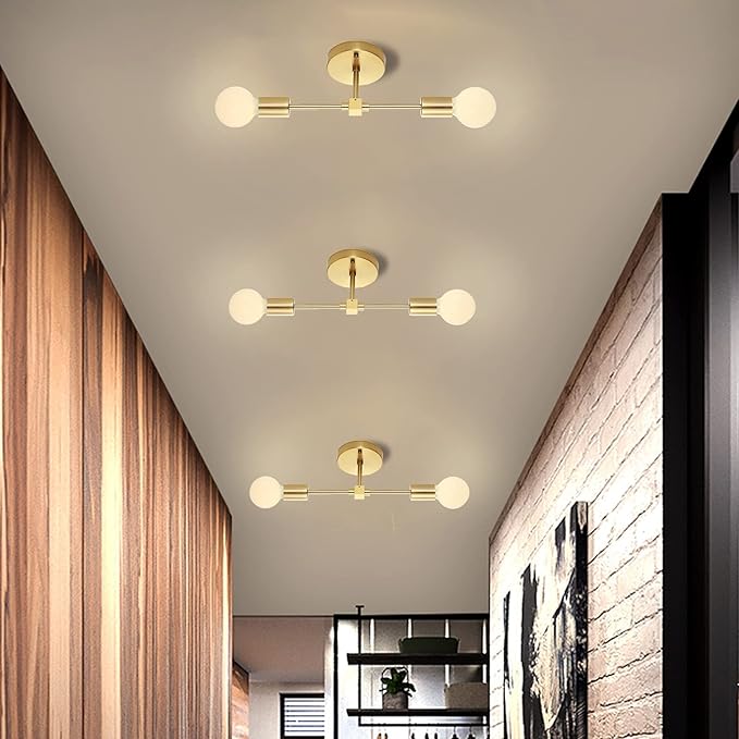 Brushed Brass Wall Sconce 2 Lights Bathroom Vanity Modern Industrial Wall Lamp Wall Mount Lighting Fixture（Gold Color）