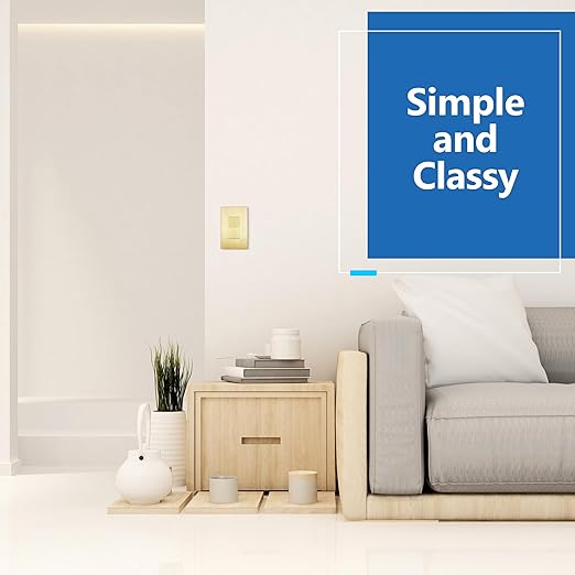 LIDER Brushed Gold Minimalist Design Decorator Switch, Frameless Paddle Wall Light Switch, On/Off Rocker Switch, 3-Way or Single Pole, Residential Grade, UL Listed, 3 Wire, 15A 120-277VAC