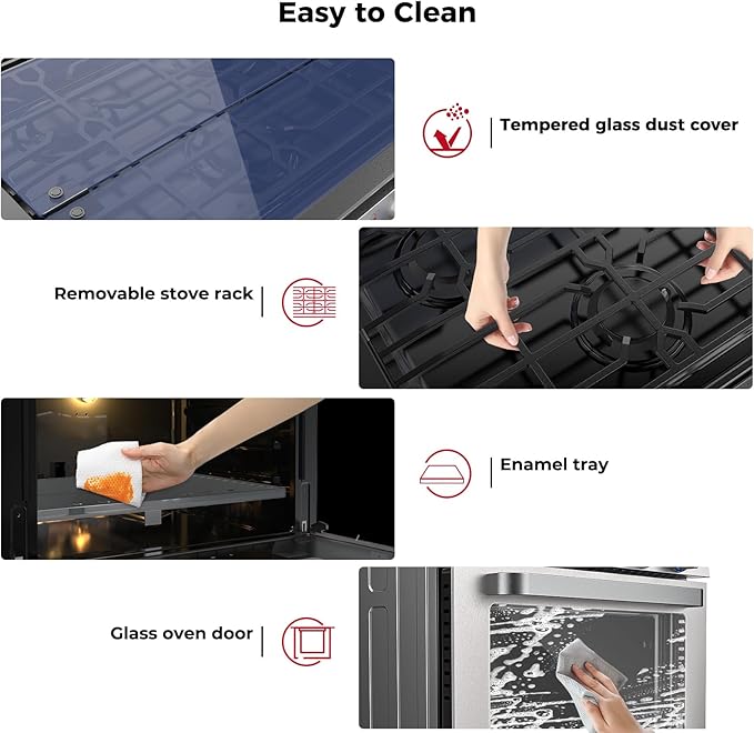 CAMPLUX Classic RV Stove Propane Range 21 Inches, Propane Oven with 3 Burners Cooktop for RV, RV Propane Oven Stove Combo 28,100 BTU/Hr, Stainless Steel RGS21MSF