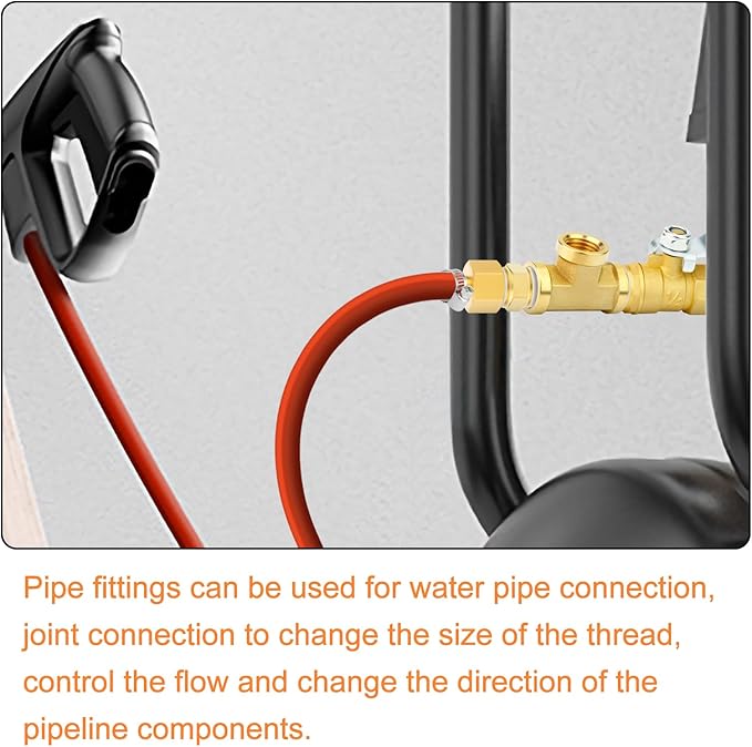 GASHER 6PCS 1/2 Inch NPT Brass Pipe Fitting, Ball Valve, Barstock Tee Brass Pipe Fitting and Air Hose Fitings