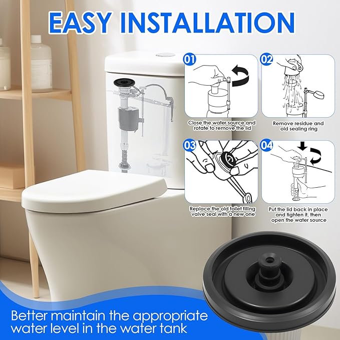 3 Pcs 83143 Toilet Fill Valve Seal Replacement Part, Toilet Valve Seal Compatible with Kohler & Fluidmaster Models (200/400/242/747), Durable Rubber Diaphragm for DIY Tank Repair & Leak Prevention