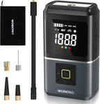 WORKPRO Portable Tire Inflator, 7.2V/12V Small/Mid/Large Air Compressor, Digital Display, Auto Shut-Off, 5 Modes, LED Light, High Airflow, for Car, Motorcycle, Bike, Balls
