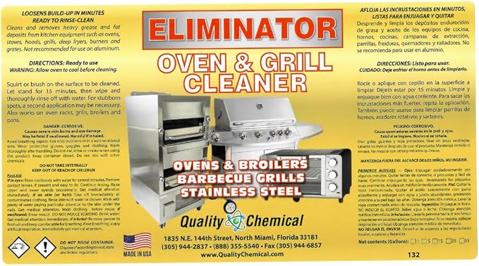Quality Chemical Oven Cleaner & Grill Cleaner - Heavy-Duty/Fast Acting & Easy to Use/Degreaser/Heavy Duty Oven Cleaner/Best Oven Cleaner/Made in USA - 128 oz (Pack of 4)